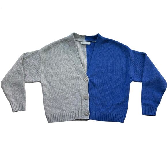 Primark V-Neck Knit Cardigan Sweater Button Up Two-Tone Size Medium Blue Gray - Picture 2 of 14
